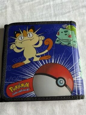 Pokémon Vinyl Card Binder CD Case with Meowth & Bulbasaur - Blue